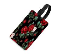 Luggage Tags for Suitcases with Beautiful Rose Gift Pattern, TPU Travel Bag Tags with Name Id Card, Durable Travel Accessories Essential Suitcase Labels