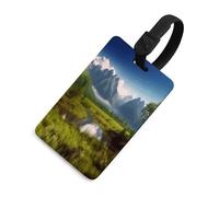 Luggage Tags for Suitcases with Beautiful Scenery Pattern, TPU Travel Bag Tags with Name Id Card, Durable Travel Accessories Essential Suitcase Labels