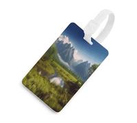 Luggage Tags for Suitcases with Beautiful Scenery Pattern, TPU Travel Bag Tags with Name Id Card, Durable Travel Accessories Essential Suitcase Labels