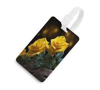 Luggage Tags for Suitcases with Beautiful Yellow Roses Pattern, TPU Travel Bag Tags with Name Id Card, Durable Travel Accessories Essential Suitcase Labels
