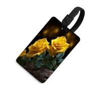 Luggage Tags for Suitcases with Beautiful Yellow Roses Pattern, TPU Travel Bag Tags with Name Id Card, Durable Travel Accessories Essential Suitcase Labels