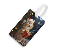 Luggage Tags for Suitcases with Cat Sing Christmas Carols Pattern, TPU Travel Bag Tags with Name Id Card, Durable Travel Accessories Essential Suitcase Labels