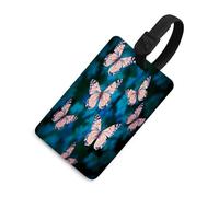 Luggage Tags for Suitcases with Cute Butterflies Pattern, TPU Travel Bag Tags with Name Id Card, Durable Travel Accessories Essential Suitcase Labels