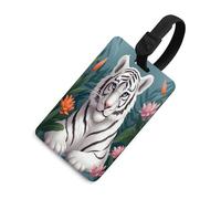 Luggage Tags for Suitcases with Cute White Tige Pattern, TPU Travel Bag Tags with Name Id Card, Durable Travel Accessories Essential Suitcase Labels