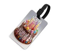 Luggage Tags for Suitcases with Happy Birthday Beautiful Pattern, TPU Travel Bag Tags with Name Id Card, Durable Travel Accessories Essential Suitcase Labels