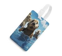 Luggage Tags for Suitcases with Lovely Sea Otter Print Pattern, TPU Travel Bag Tags with Name Id Card, Durable Travel Accessories Essential Suitcase Labels