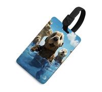 Luggage Tags for Suitcases with Lovely Sea Otter Print Pattern, TPU Travel Bag Tags with Name Id Card, Durable Travel Accessories Essential Suitcase Labels