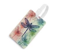 Luggage Tags for Suitcases with Modern Dragonfly Pattern, TPU Travel Bag Tags with Name Id Card, Durable Travel Accessories Essential Suitcase Labels