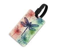 Luggage Tags for Suitcases with Modern Dragonfly Pattern, TPU Travel Bag Tags with Name Id Card, Durable Travel Accessories Essential Suitcase Labels