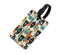 Luggage Tags for Suitcases with Modern Mid Century Pattern, TPU Travel Bag Tags with Name Id Card, Durable Travel Accessories Essential Suitcase Labels