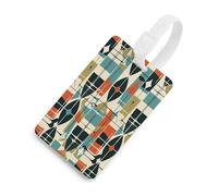 Luggage Tags for Suitcases with Modern Mid Century Pattern, TPU Travel Bag Tags with Name Id Card, Durable Travel Accessories Essential Suitcase Labels