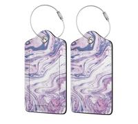 Luggage Tags for Suitcases, with Privacy Cover, Dark Purple Texture Marble, Durable Pu Leather Id Tag Luggage Identifier for Travel Cruise TSA Approved, Personalized Funny Baggage Labels, 1 PCS