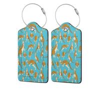 Luggage Tags for Suitcases, with Privacy Cover, Funny Cartoon Kangaroo Zoo, Durable Pu Leather Id Tag Luggage Identifier for Travel Cruise TSA Approved, Personalized Funny Baggage Labels, 1 PCS