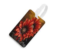 Luggage Tags for Suitcases with Red Sunflower Pattern, TPU Travel Bag Tags with Name Id Card, Durable Travel Accessories Essential Suitcase Labels