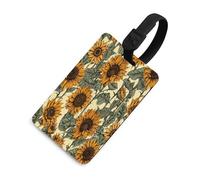 Luggage Tags for Suitcases with Romantic Sunflowers Pattern, TPU Travel Bag Tags with Name Id Card, Durable Travel Accessories Essential Suitcase Labels