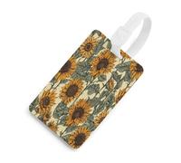 Luggage Tags for Suitcases with Romantic Sunflowers Pattern, TPU Travel Bag Tags with Name Id Card, Durable Travel Accessories Essential Suitcase Labels