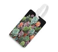 Luggage Tags for Suitcases with Succulents Pattern, TPU Travel Bag Tags with Name Id Card, Durable Travel Accessories Essential Suitcase Labels