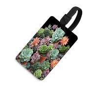 Luggage Tags for Suitcases with Succulents Pattern, TPU Travel Bag Tags with Name Id Card, Durable Travel Accessories Essential Suitcase Labels