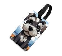 Luggage Tags for Women Men TPU Adorable Schnauzer Suitcase Tags with Adjustable Black Strap Clear Id Window Name Id Card Baggage Tag Identifiers for Backpack Cruise Flight Travel Essentials