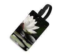 Luggage Tags for Women Men TPU and Black Zen Stones Suitcase Tags with Adjustable Black Strap Clear Id Window Name Id Card Baggage Tag Identifiers for Backpack Cruise Flight Travel Essentials