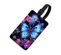 Luggage Tags for Women Men TPU Beauty Butterfly Suitcase Tags with Adjustable Black Strap Clear Id Window Name Id Card Baggage Tag Identifiers for Backpack Cruise Flight Travel Essentials