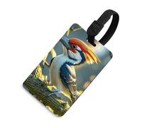 Luggage Tags for Women Men TPU Cute Pileated Woodpecker Suitcase Tags with Adjustable Black Strap Clear Id Window Name Id Card Baggage Tag Identifiers for Backpack Cruise Flight Travel Essentials