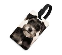 Luggage Tags for Women Men TPU Cute Schnauzer Suitcase Tags with Adjustable Black Strap Clear Id Window Name Id Card Baggage Tag Identifiers for Backpack Cruise Flight Travel Essentials