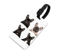 Luggage Tags for Women Men TPU French Bulldog Suitcase Tags with Adjustable Black Strap Clear Id Window Name Id Card Baggage Tag Identifiers for Backpack Cruise Flight Travel Essentials