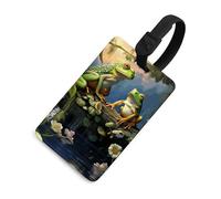 Luggage Tags for Women Men TPU Frogs Sing Suitcase Tags with Adjustable Black Strap Clear Id Window Name Id Card Baggage Tag Identifiers for Backpack Cruise Flight Travel Essentials