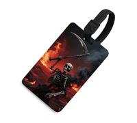 Luggage Tags for Women Men TPU Horrible Skull Suitcase Tags with Adjustable Black Strap Clear Id Window Name Id Card Baggage Tag Identifiers for Backpack Cruise Flight Travel Essentials