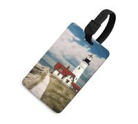 Luggage Tags for Women Men TPU Lighthouse Backdrop Suitcase Tags with Adjustable Black Strap Clear Id Window Name Id Card Baggage Tag Identifiers for Backpack Cruise Flight Travel Essentials
