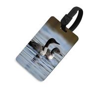 Luggage Tags for Women Men TPU Loon Birds Suitcase Tags with Adjustable Black Strap Clear Id Window Name Id Card Baggage Tag Identifiers for Backpack Cruise Flight Travel Essentials