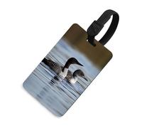 Luggage Tags for Women Men TPU Loon Birds Suitcase Tags with Adjustable Black Strap Clear Id Window Name Id Card Baggage Tag Identifiers for Backpack Cruise Flight Travel Essentials