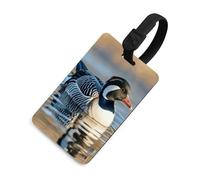 Luggage Tags for Women Men TPU Loon Nature Birds Suitcase Tags with Adjustable Black Strap Clear Id Window Name Id Card Baggage Tag Identifiers for Backpack Cruise Flight Travel Essentials
