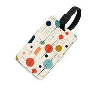 Luggage Tags for Women Men TPU Modern Mid Century Suitcase Tags with Adjustable Black Strap Clear Id Window Name Id Card Baggage Tag Identifiers for Backpack Cruise Flight Travel Essentials