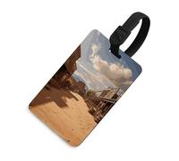 Luggage Tags for Women Men TPU Old Wild West Cowboy Town Suitcase Tags with Adjustable Black Strap Clear Id Window Name Id Card Baggage Tag Identifiers for Backpack Cruise Flight Travel Essentials