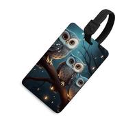 Luggage Tags for Women Men TPU Owl on Tree Suitcase Tags with Adjustable Black Strap Clear Id Window Name Id Card Baggage Tag Identifiers for Backpack Cruise Flight Travel Essentials