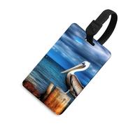 Luggage Tags for Women Men TPU Pelican Bird Suitcase Tags with Adjustable Black Strap Clear Id Window Name Id Card Baggage Tag Identifiers for Backpack Cruise Flight Travel Essentials
