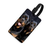 Luggage Tags for Women Men TPU Rottweiler Wallpaper Suitcase Tags with Adjustable Black Strap Clear Id Window Name Id Card Baggage Tag Identifiers for Backpack Cruise Flight Travel Essentials