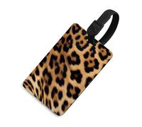 Luggage Tags for Women Men TPU Rough Leopard Print Suitcase Tags with Adjustable Black Strap Clear Id Window Name Id Card Baggage Tag Identifiers for Backpack Cruise Flight Travel Essentials