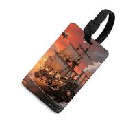 Luggage Tags for Women Men TPU Sunset and Sailboat Suitcase Tags with Adjustable Black Strap Clear Id Window Name Id Card Baggage Tag Identifiers for Backpack Cruise Flight Travel Essentials
