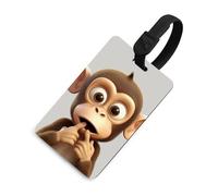 Luggage Tags for Women Men TPU The Silent Monkey Suitcase Tags with Adjustable Black Strap Clear Id Window Name Id Card Baggage Tag Identifiers for Backpack Cruise Flight Travel Essentials