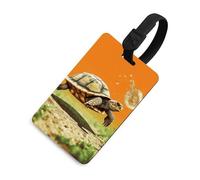 Luggage Tags for Women Men TPU Tortoise Turtle Jumping Suitcase Tags with Adjustable Black Strap Clear Id Window Name Id Card Baggage Tag Identifiers for Backpack Cruise Flight Travel Essentials