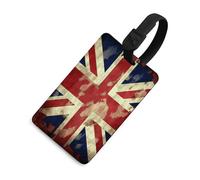 Luggage Tags for Women Men Tpu Vintage Union Jack British Flag Suitcase Tags with Adjustable Black Strap Clear Id Window Name Id Card Baggage Tag Identifiers for Backpack Cruise Flight Travel Essentia
