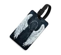 Luggage Tags for Women Men TPU White Angel Wings Suitcase Tags with Adjustable Black Strap Clear Id Window Name Id Card Baggage Tag Identifiers for Backpack Cruise Flight Travel Essentials