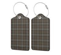 Luggage Tags, Leather Stainless Steel Loop Label Name Tag Luggage Label for Suitcases, Outlander Fraser Tartan