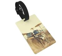 Luggage Tags Music Drum in Field Print Suitcase Labels Bag Tags Travel Accessories Essential Bag ID Name Card for Travel Handbag Backpack & Sports Identifier