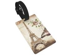 Luggage Tags Paris Eiffel Tower Print Suitcase Labels Bag Tags Travel Accessories Essential Bag ID Name Card for Travel Handbag Backpack & Sports Identifier