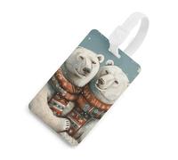 Luggage Tags Privacy Protection Bag Tags Two Polar Bears ID Card for Travel Suitcases Essentials
