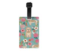 Luggage Tags,PVC Name Tag Travel Suitcase Identifier ID Tags Durable Luggage Label,Cockapoo Cute Dog Floral